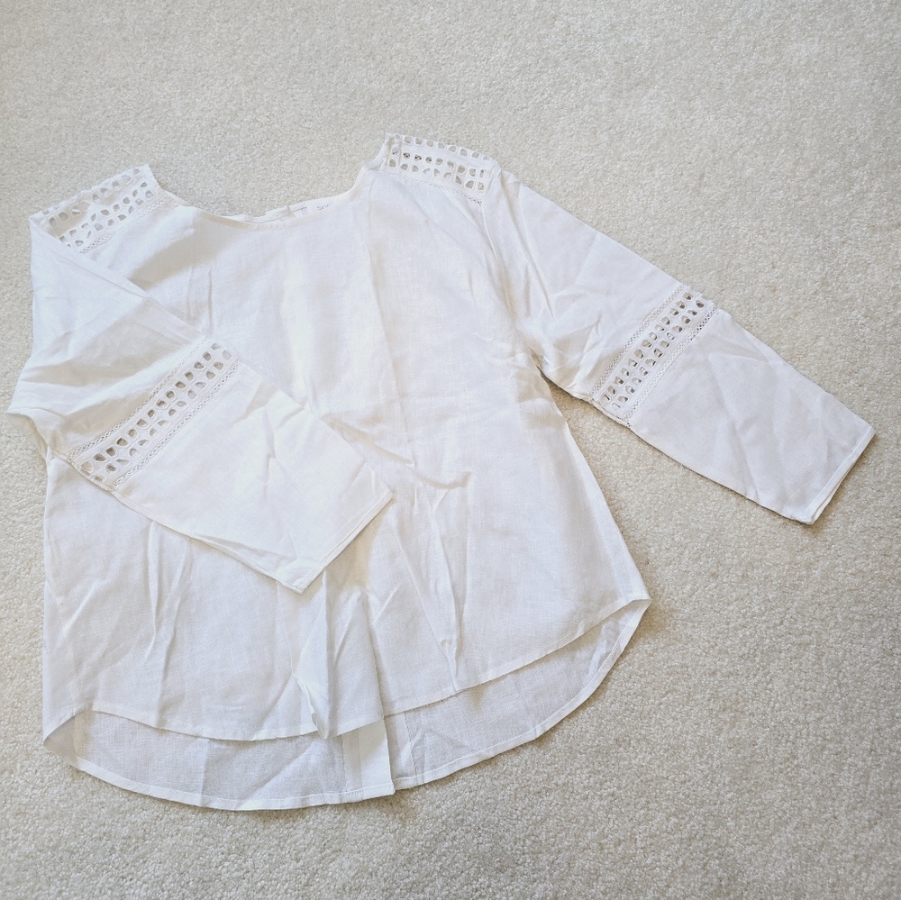 3/$50 Sigrid Olsen linen rayon button back top blouse